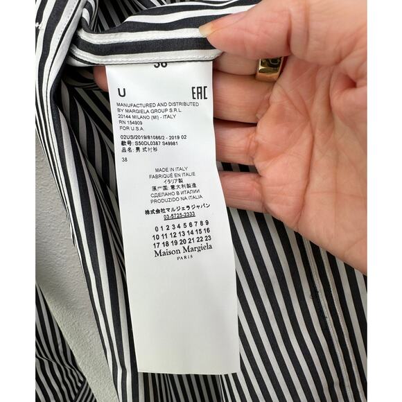 Maison Margiela Line 10 Oversized Striped Shirt Black/White Men’s US S (EU 38) - Picture 10 of 16